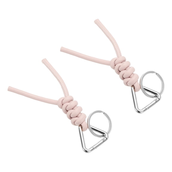 Uxcell PU Leather Keychain, 2 PCS Universal Car Keychain, Handmade Braided Cord Key Chain Holder with Removable Open Key Ring for Women and Men (Light Pink)