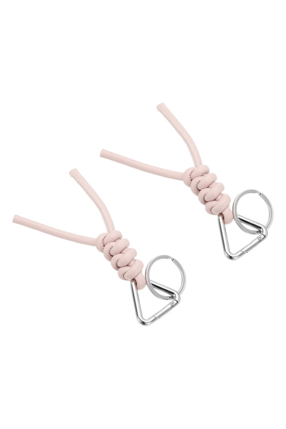 PU Leather Keychain, 2 PCS Universal Car Keychain, Handmade Braided Cord Key Chain Holder with Removable Open Key Ring for Women and Men (Light Pink)