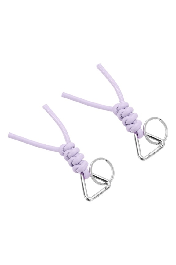 PU Leather Keychain, 2 PCS Universal Car Keychain, Handmade Braided Cord Key Chain Holder with Removable Open Key Ring for Women and Men (Purple)