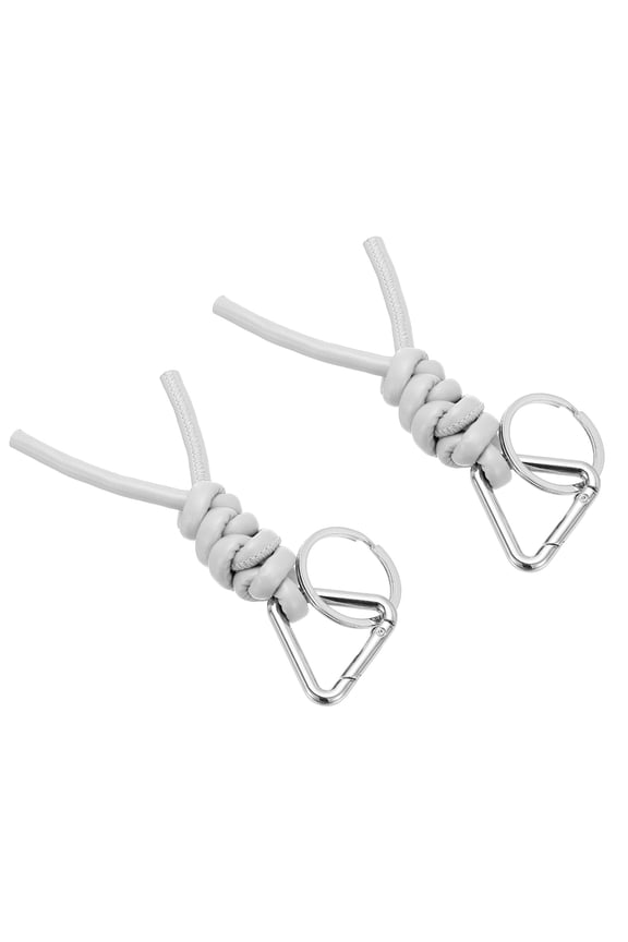 PU Leather Keychain, 2 PCS Universal Car Keychain, Handmade Braided Cord Key Chain Holder with Removable Open Key Ring for Women and Men (Silver)