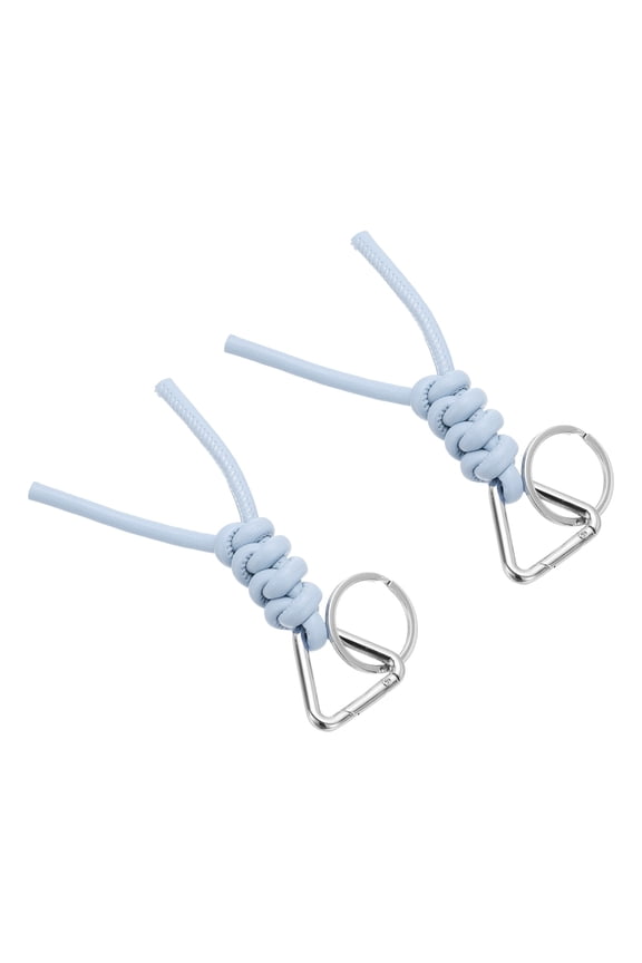 PU Leather Keychain, 2 PCS Universal Car Keychain, Handmade Braided Cord Key Chain Holder with Removable Open Key Ring for Women and Men (Sky Blue)