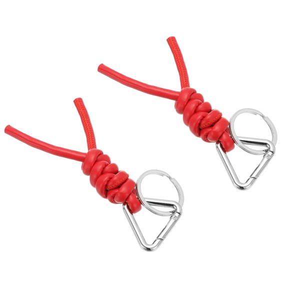 Uxcell PU Leather Keychain, 2 PCS Universal Car Keychain, Handmade Braided Cord Key Chain Holder with Removable Open Key Ring for Women and Men (Red)