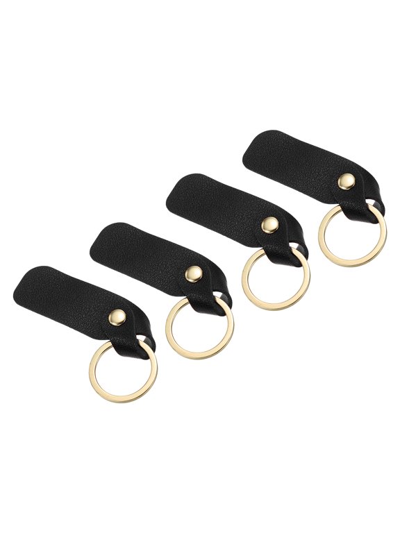 PU Leather Keychain,Key Chain Ring Universal Key Hook Holder Accessories for Men and Women,Black,4 Pack