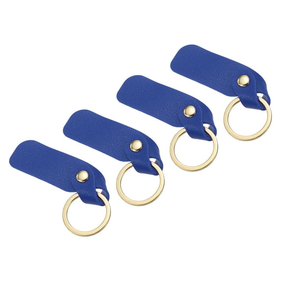 Uxcell PU Leather Keychain, Key Chain Ring Universal Key Hook Holder Accessories for Men and Women,Dark Blue,4 Pack