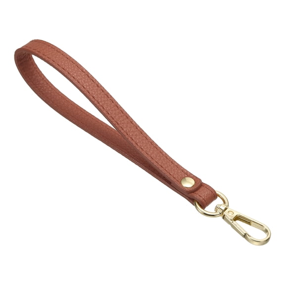 Uxcell PU Leather Keychain, Key Holder Keyring Strap with Metal Gold Key Ring Lock Anti Lost for Wallet Purse, Khaki