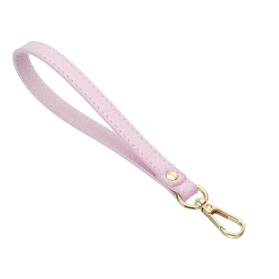 Uxcell PU Leather Keychain, Key Holder Keyring Strap with Metal Gold Key Ring Lock Anti Lost for Wallet Purse, Pink