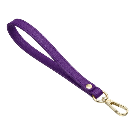 Uxcell PU Leather Keychain, Key Holder Keyring Strap with Metal Gold Key Ring Lock Anti Lost for Wallet Purse, Purple