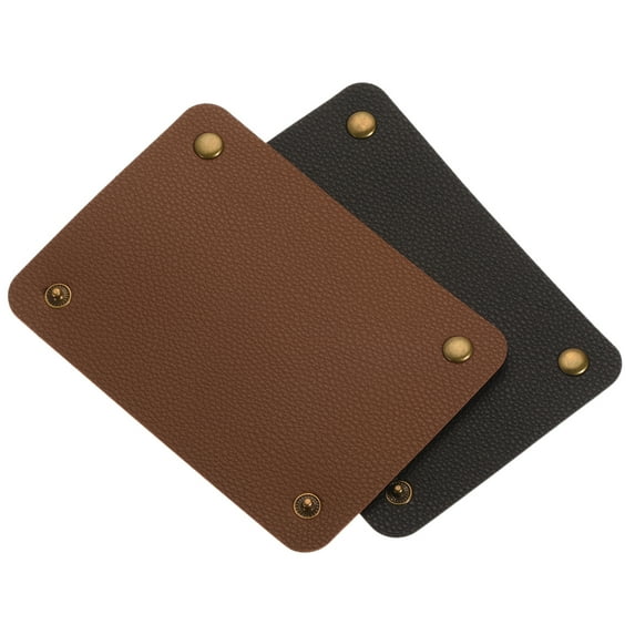 Uxcell PU Leather Luggage Handle Wraps with Brass Clasp, Black Brown 2 Pack