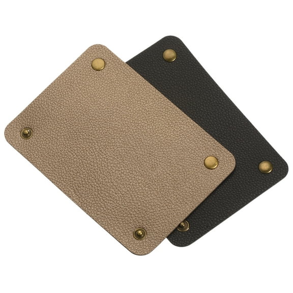 Uxcell PU Leather Luggage Handle Wraps with Brass Clasp, Black Dark Golden 2 Pack