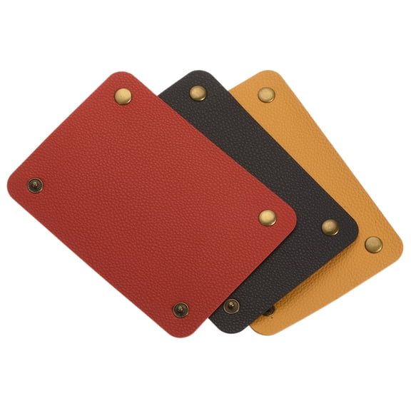 Uxcell PU Leather Luggage Handle Wraps with Brass Clasp, Black Red Yellow 3 Pack
