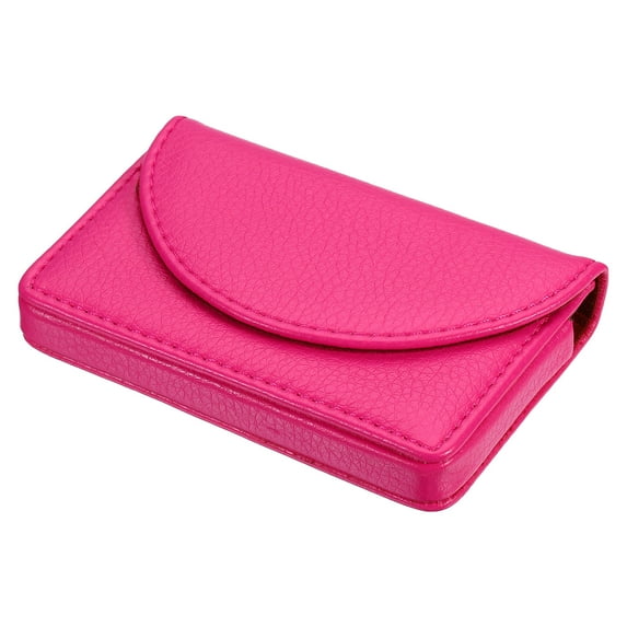 Uxcell PU Leather Magnetic Closure Name Cards Case Business Card Holder Rose Red