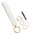 thumbnail image 1 of Uxcell PU Leather Wristlet Keychain Car Key Chain with 2 Key Ring and Anti-Lost D-Ring, White, 1 of 6