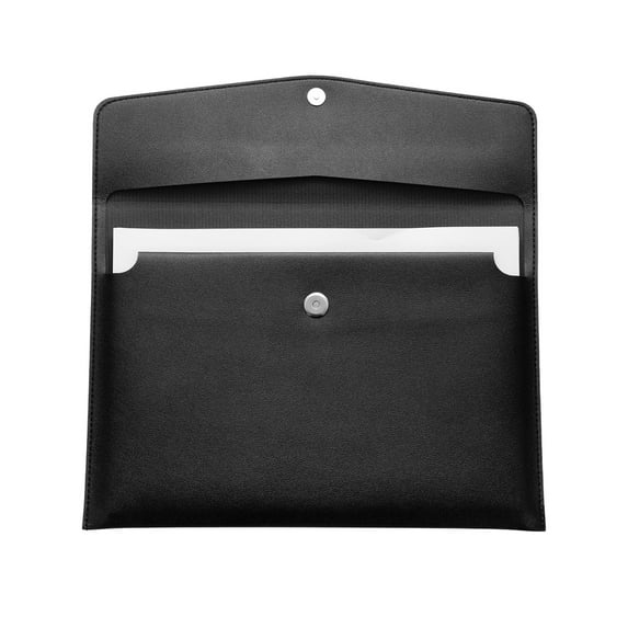 Uxcell PU Soft Leather A4 File Folder, Document Holder Waterproof Envelope Folder Case with Snap Closure Black