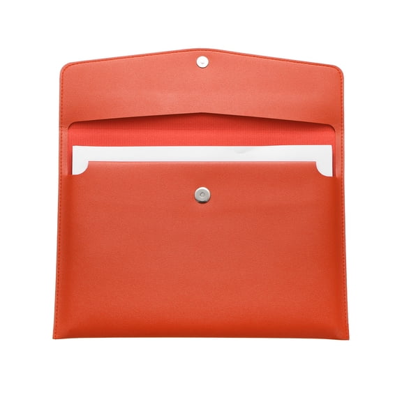 Uxcell PU Soft Leather A4 File Folder, Document Holder Waterproof Envelope Folder Case with Snap Closure Light Orange