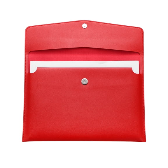 Uxcell PU Soft Leather A4 File Folder, Document Holder Waterproof Envelope Folder Case with Snap Closure Red