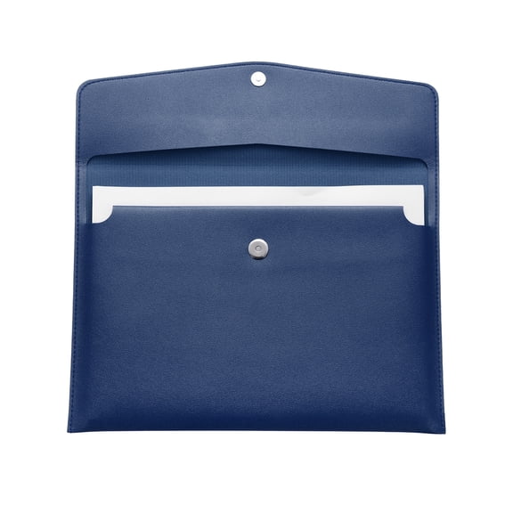 Uxcell PU Soft Leather A4 File Folder, Document Holder Waterproof Envelope Folder Case with Snap Closure Dark Blue