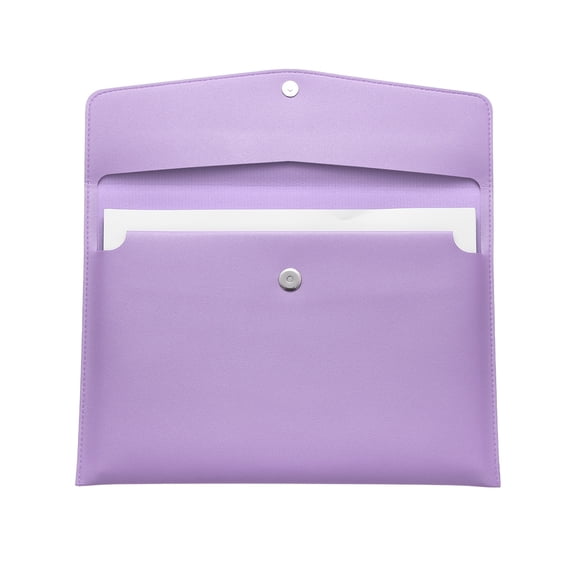 Uxcell PU Soft Leather A4 File Folder, Document Holder Waterproof Envelope Folder Case with Snap Closure Purple