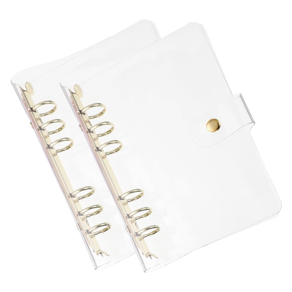 Uxcell A6 Clear Binder Cover with Snap Button Closure 6 Ring,Gold Tone, 2Pcs