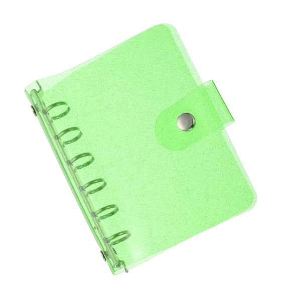 Uxcell A7 Bling Clear Binder Cover with Snap Button Closure, Green