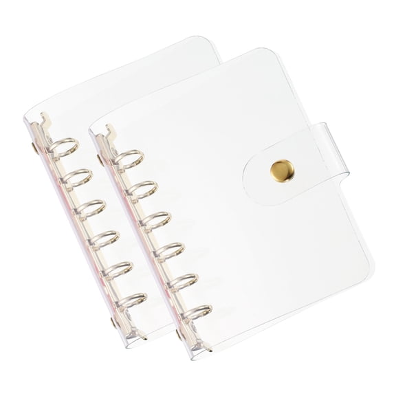 Uxcell A7 Clear Binder Cover with Snap Button Closure 6 Ring,Gold Tone, 2Pcs