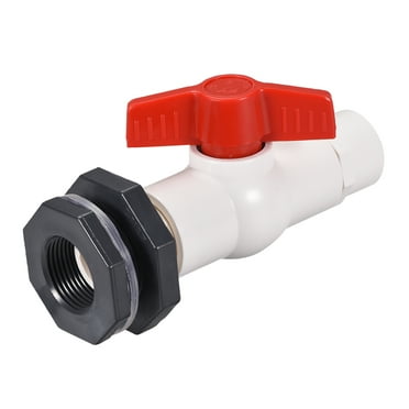 Uxcell PVC Ball Valve Connector Spigot Kit G1 with Bulkhead Fitting Adapter White Gray Red for Water Tank