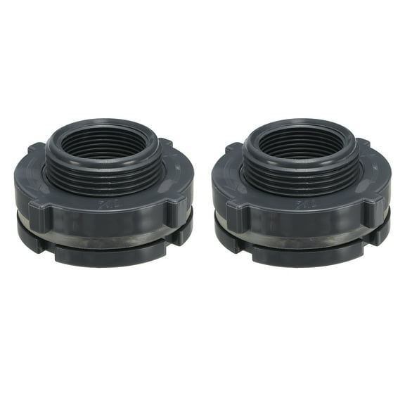 Uxcell Bulkhead Fitting G 1-1/4, 2 Pcs Double Threaded Bulkhead Water Tank Connector, Grey