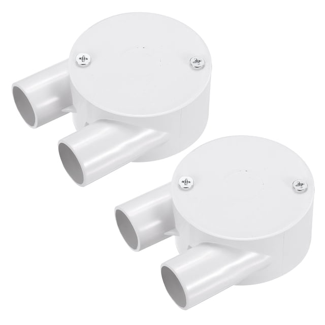 MECCANIXITY PVC 2-Way Junction Box – 25mm Conduit Box With Cover & Screws For Electrical & DIY Projects