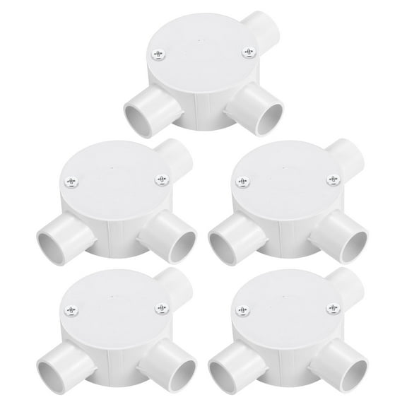 5Pcs Conduit Box Junction Box 3 Way 20mm with Cover, M4 Screws for Hose