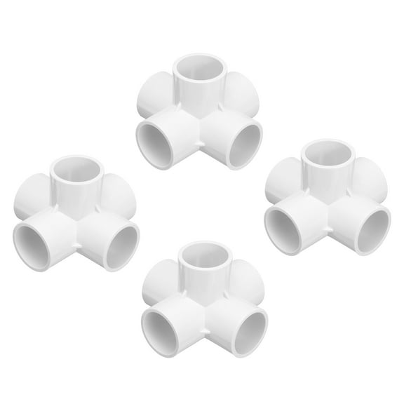 Uxcell Conduit Coupler Elbow Pipe Fittings 32mm 5-Way Elbow Corner Side Outlet Tees for Hose Electrical Conduit White Pack of 4