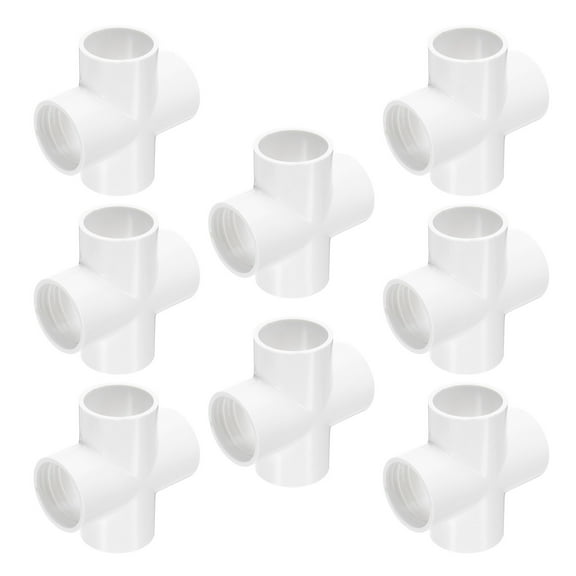 Uxcell Fitting 1-1/2" 4 Way Connector Furniture Build Grade Pipe Coupling, White