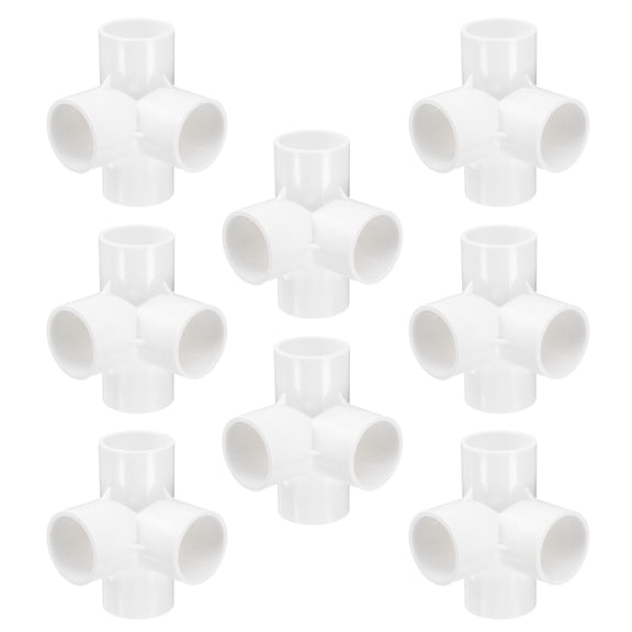 Uxcell Fitting 1-1/2" 4 Ways Connector Furniture Build Grade Pipe Coupling, White
