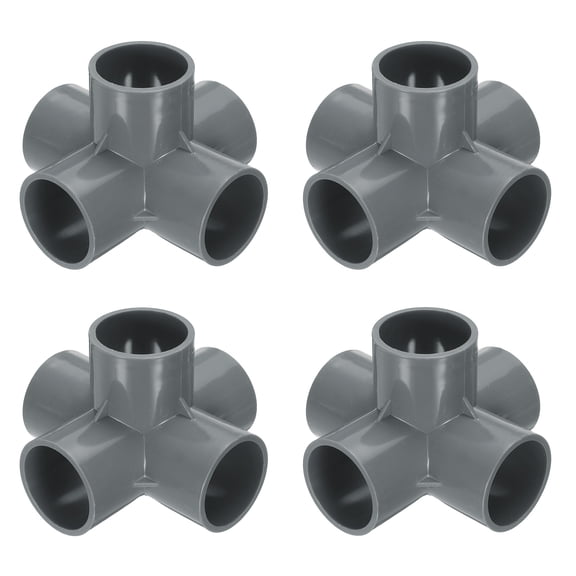 Uxcell Fitting 1-1/2" 5 Ways Connector Furniture Build Grade Pipe Coupling, Grey