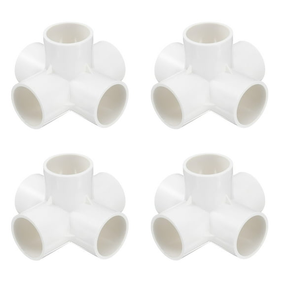 Uxcell Fitting 1-1/2" 5 Ways Connector Furniture Build Grade Pipe Coupling, White