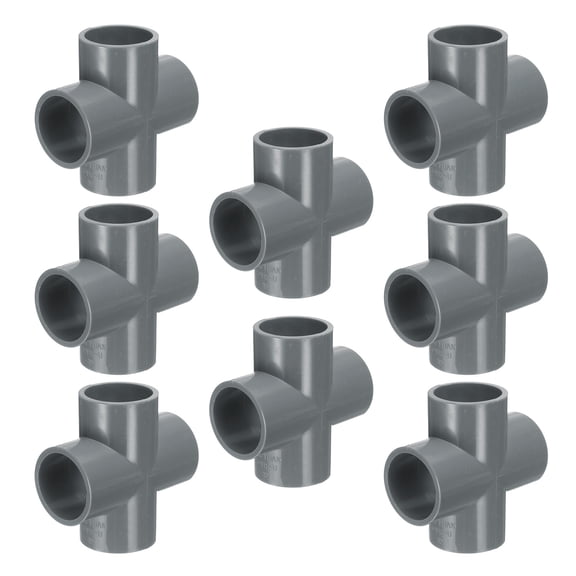 Uxcell Fitting 1-1/4" 4 Way Connector Furniture Build Grade Pipe Coupling, Grey