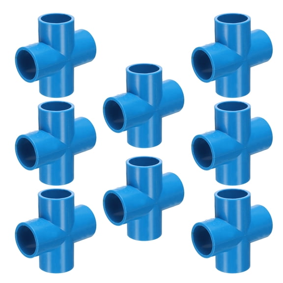 Uxcell Fitting 1" 4 Way Connector Furniture Build Grade Pipe Coupling, Blue