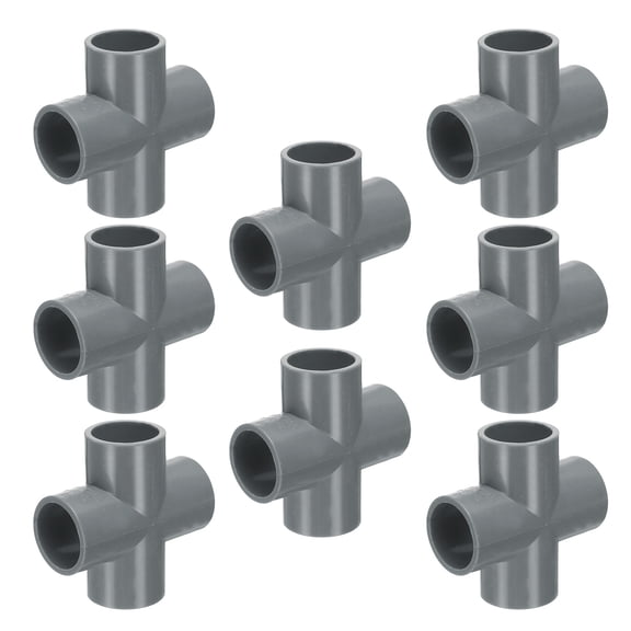 Uxcell Fitting 1" 4 Way Connector Furniture Build Grade Pipe Coupling, Grey