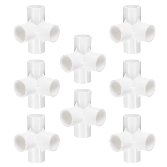 Uxcell Fitting 1" 4 Ways Connector Furniture Build Grade Pipe Coupling, White