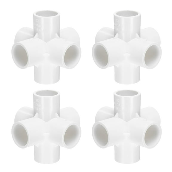 Uxcell Fitting 1" 6 Ways Connector Furniture Build Grade Pipe Coupling, White