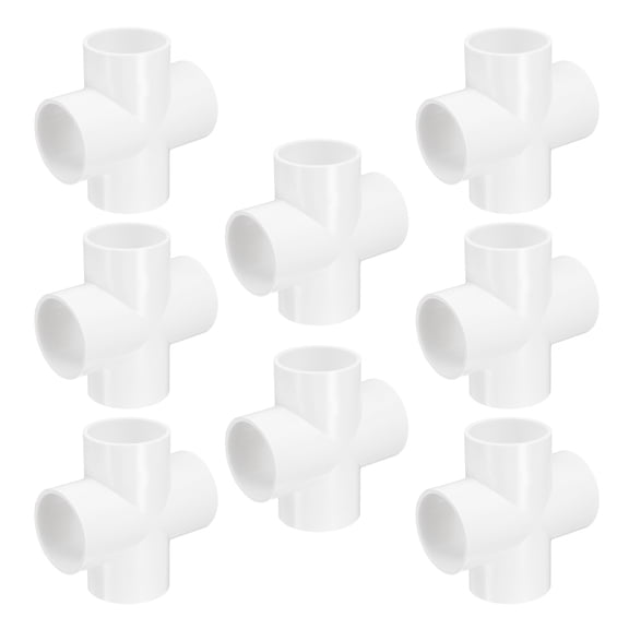Uxcell Fitting 1-7/8" 4 Way Connector Furniture Build Grade Pipe Coupling, White