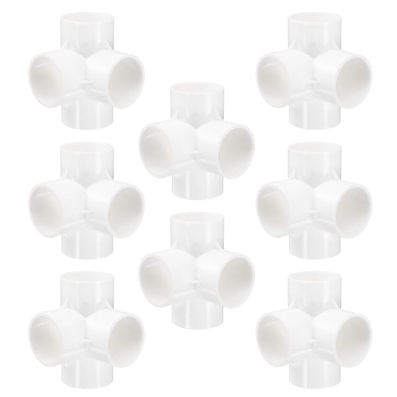 Uxcell Fitting 1-7/8" 4 Ways Connector Furniture Build Grade Pipe Coupling, White