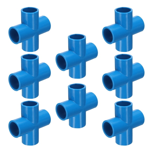 Uxcell Fitting 3/4" 4 Way Connector Furniture Build Grade Pipe Coupling, Blue