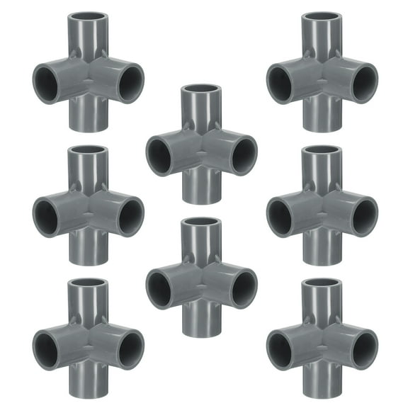 Uxcell Fitting 3/4" 4 Ways Connector Furniture Build Grade Pipe Coupling, Grey
