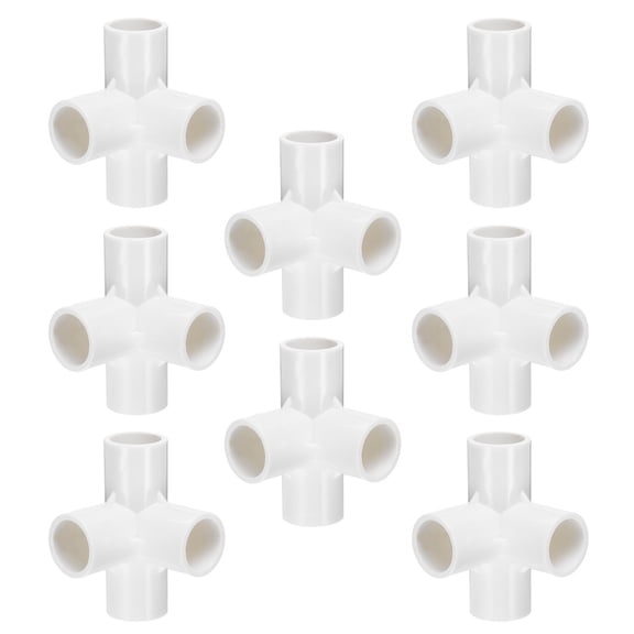 Uxcell Fitting 3/4" 4 Ways Connector Furniture Build Grade Pipe Coupling, White