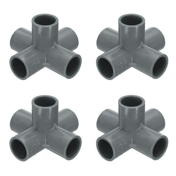 Uxcell Fitting 3/4" 5 Ways Connector Furniture Build Grade Pipe Coupling, Grey