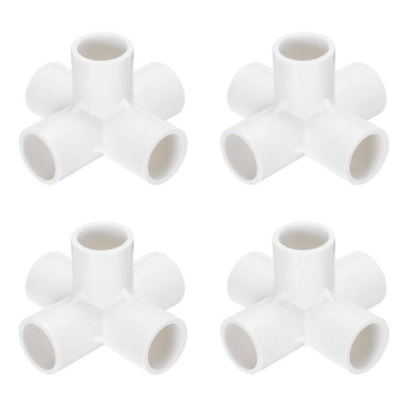 Uxcell Fitting 3/4" 5 Ways Connector Furniture Build Grade Pipe Coupling, White