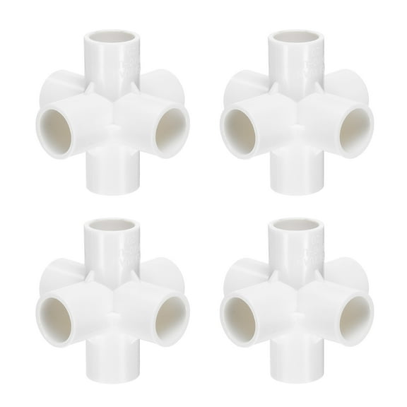 Uxcell Fitting 3/4" 6 Ways Connector Furniture Build Grade Pipe Coupling, White