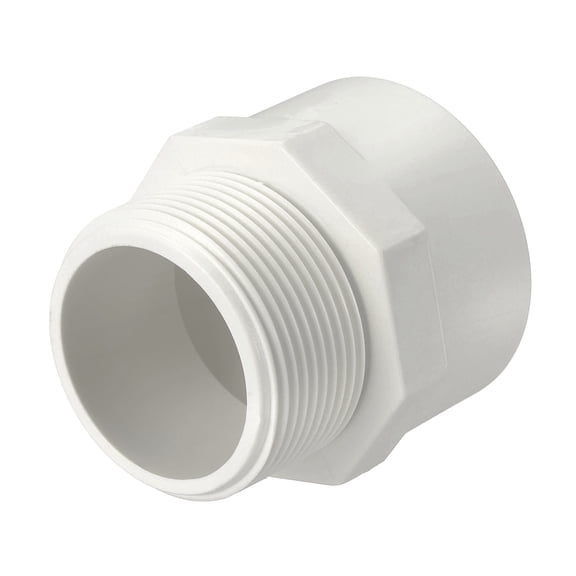 Uxcell PVC Male Pipe Fittings Adapter 1 1/2" NPT Male Thread x Socket, Schedule 40 PVC Coupling Straight Pipe Connector, High-Flow Capacity for Plumbing, Irrigation, Pool, Sprinkler
