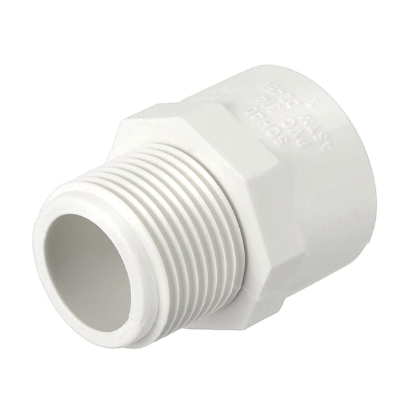 Uxcell PVC Male Pipe Fittings Adapter 3/4" NPT Male Thread x Socket, Schedule 40 PVC Coupling Straight Pipe Connector, High-Flow Capacity for Plumbing, Irrigation, Pool, Sprinkler