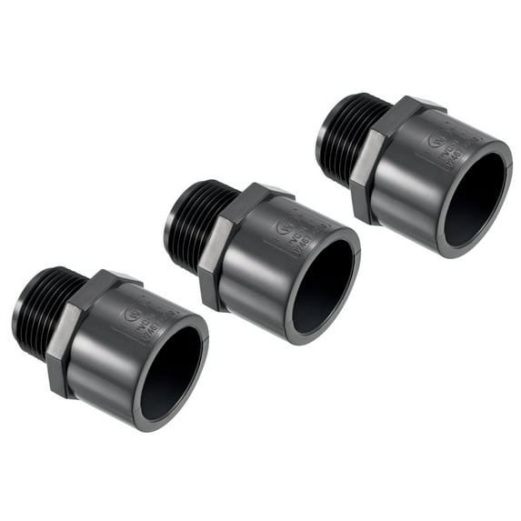Uxcell Pipe Fitting 1/2NPT Male Thread 1/2" Socket Straight Connector, Gray 4 Pack, 1"x1NPT 3