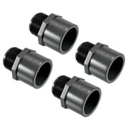 Uxcell Pipe Fitting 1/2NPT Male Thread 1/2 Socket Straight Connector, Gray 4 Pack, 1x1NPT 4